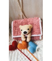 Bear Hand-made Bag with pearl Strap