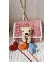 Bear Hand-made Bag with pearl Strap