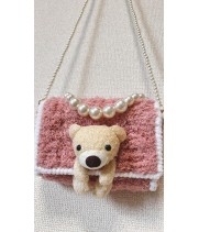 Bear Hand-made Bag with pearl Strap
