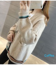 Knit Coat Sweater with colorful button