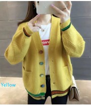 Knit Coat Sweater with colorful button