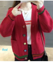 Knit Coat Sweater with colorful button