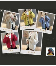 Knit Coat Sweater with colorful button